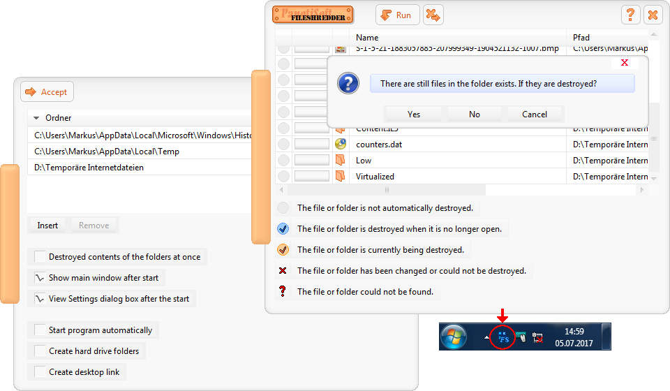 Representation of the program FileShredder