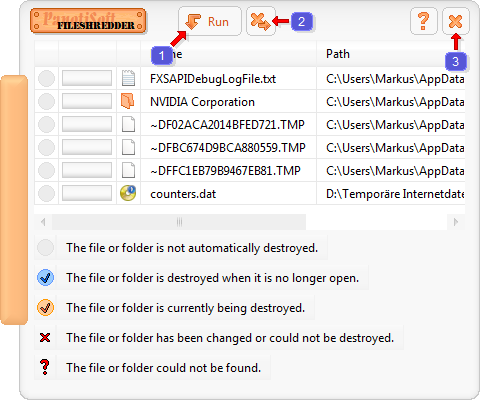 Preview of the program FileShredder
