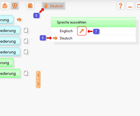 Sprachauswahl im Programm HelpReader