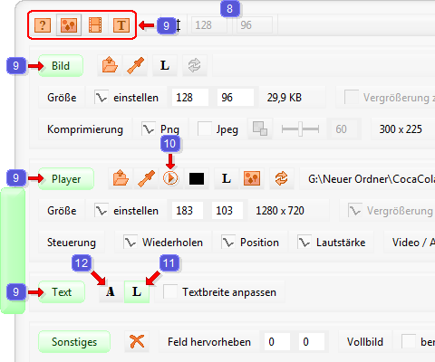 Seitenfelder bearbeiten im Programm HelpWriter