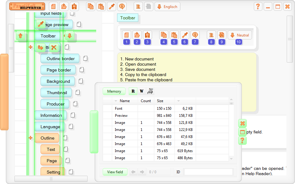 Representation of the program HelpWriter