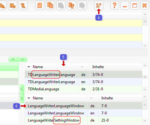 Sprachauswahl im Programm LanguageWriter