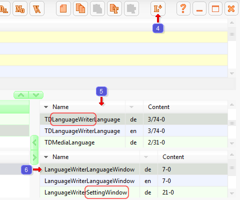 Language selection in the program LanguageWriter