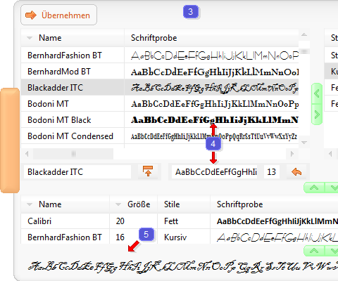 Schrift ausw&auml;hlen im Programm TextWriter