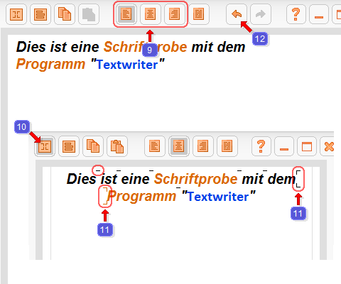 Textdarstellung im Programm TextWriter