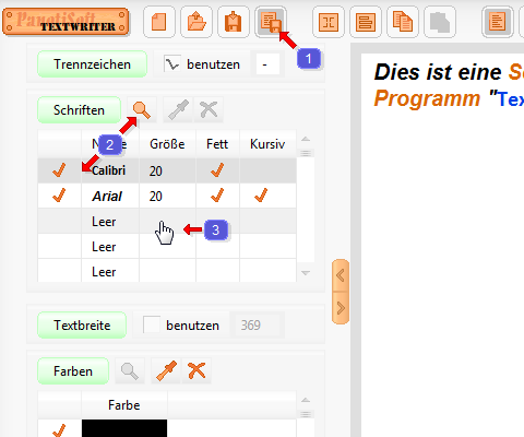 Vorschau des Programms TextWriter