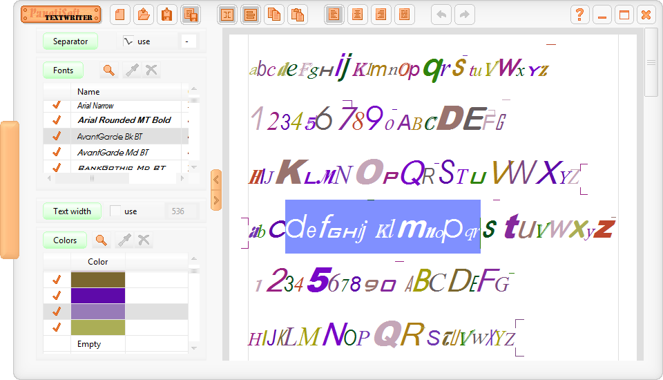 Representation of the program TextWriter