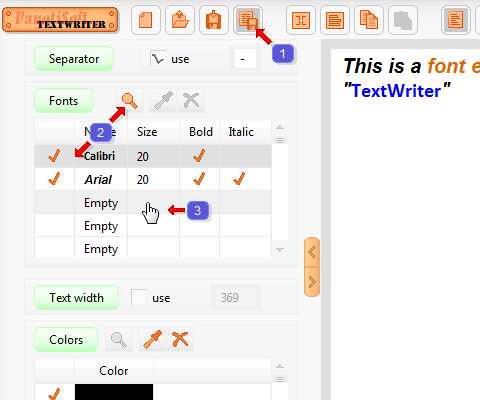 Preview of the program TextWriter