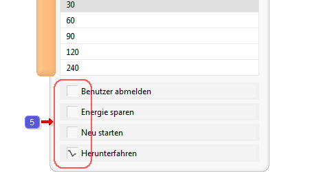 Abmeldeeinstellungen im Programm TimeShutdown