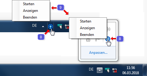 Taskanzeige des Programms TimeShutdown