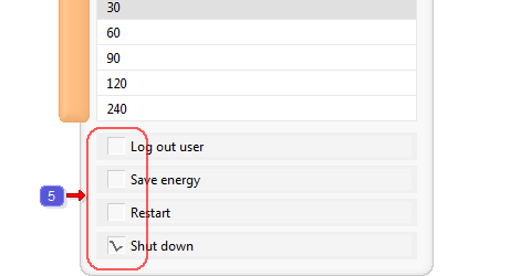 Logout settings in the program TimeShutdown