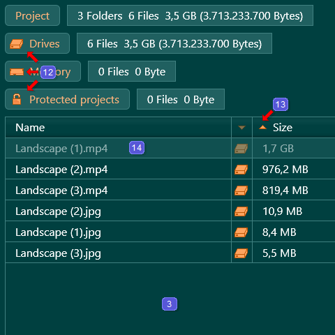 Project information in the program FileProtected
