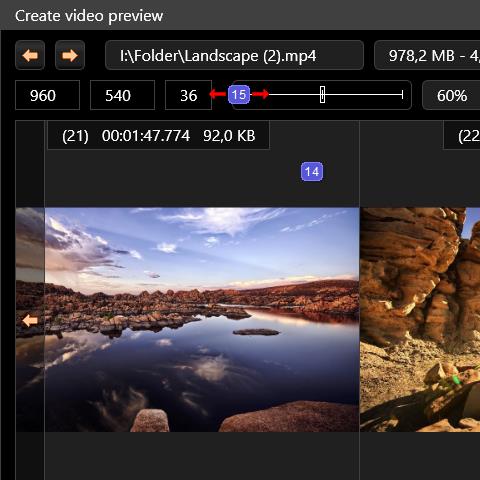 Edit video preview in the FileThumbnail program